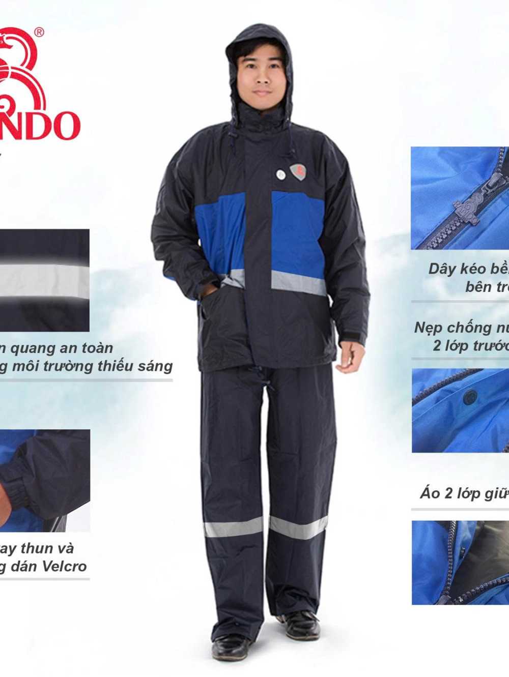 ÁO MƯA BỘ RANDO BỘ ÁO MƯA : RB2-PHẢN QUANG 